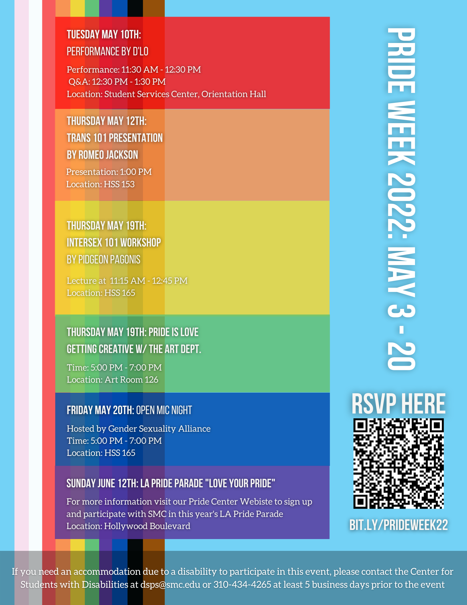 Flyer with Pride Week Event information